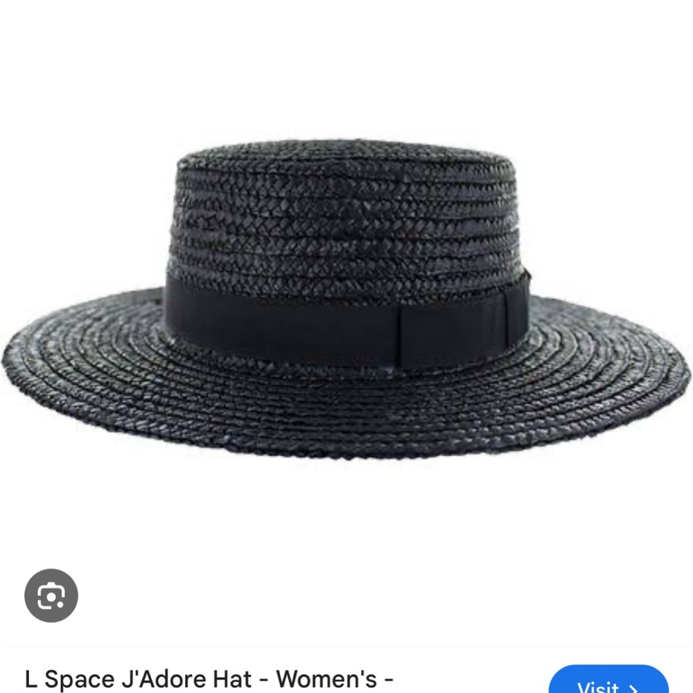 L space Jadore Boat Black Hat NWT